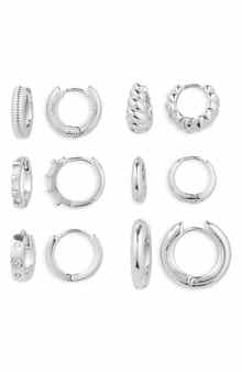 NORDSTROM RACK Set of 6 Assorted Huggie Hoop Earrings
