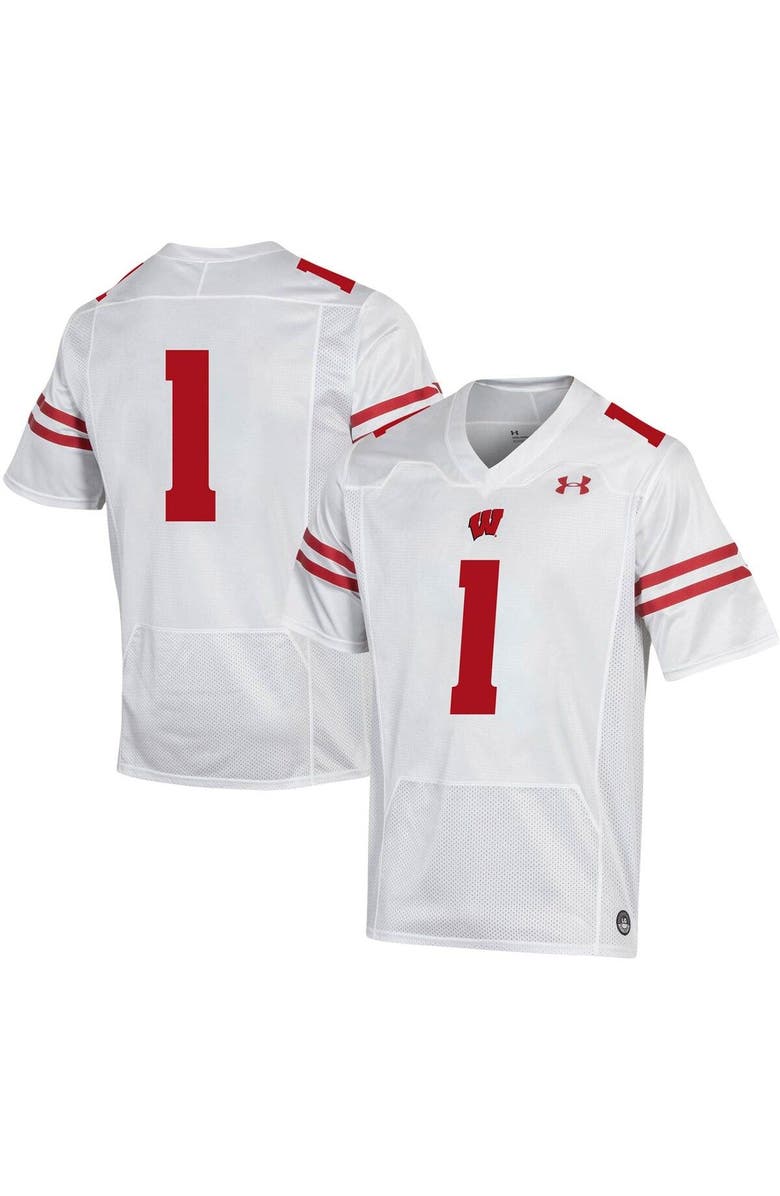 Under Armour Men's Under Armour #1 White Wisconsin Badgers Replica Football Jersey, Alternate, color, White