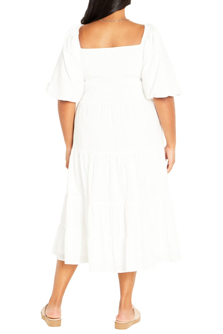 Ariella Tiered Cotton Midi Dress, Alternate, color, IVORY