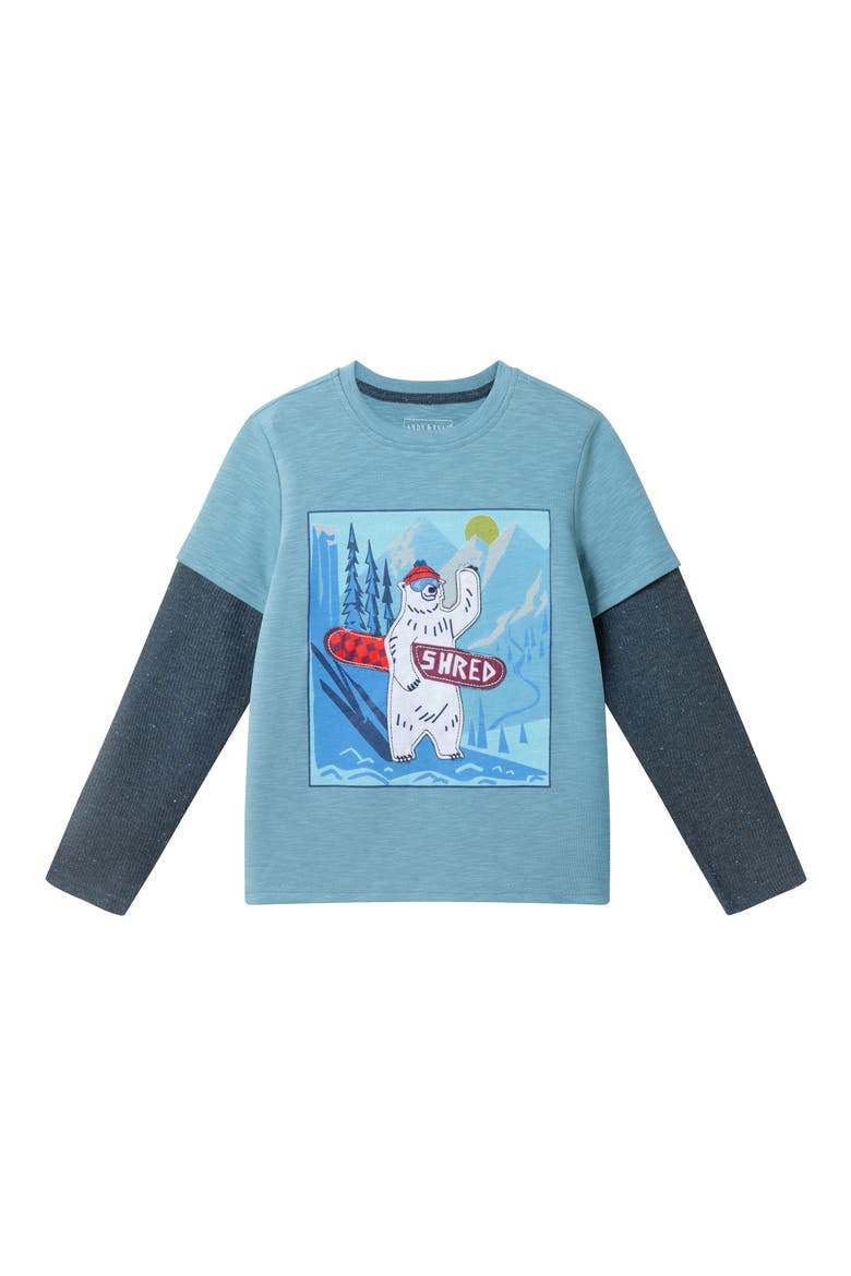 Kids' Polar Bear Long Sleeve Layered Graphic T-Shirt, Main, color, BLUE
