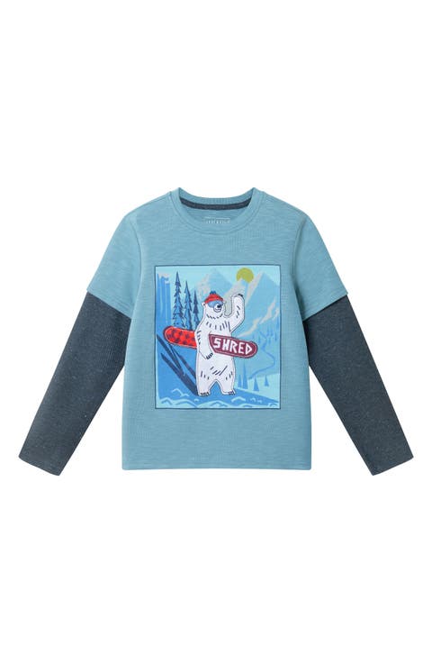 Kids' Polar Bear Long Sleeve Layered Graphic T-Shirt (Toddler, Little Kid & Big Kid)