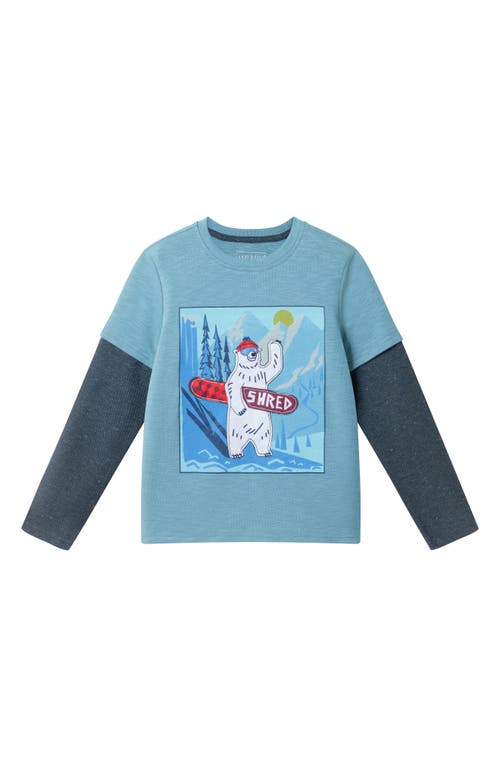 Andy & Evan Kids' Polar Bear Long Sleeve Layered Graphic T-shirt In Blue