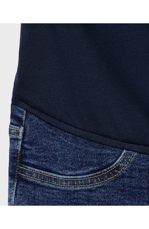 Mango Over The Bump Raw Hem Straight Leg Maternity Jeans In Blue