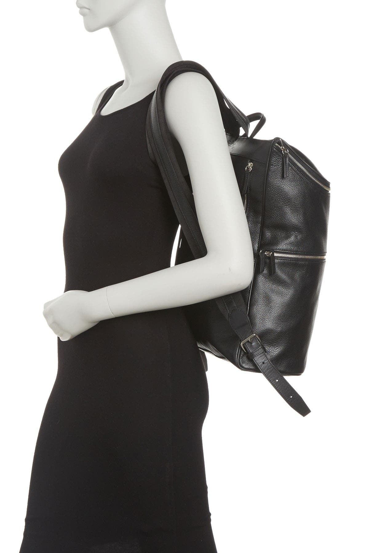 Extra Large Leather Backpack, Alternate, color, BLACK
