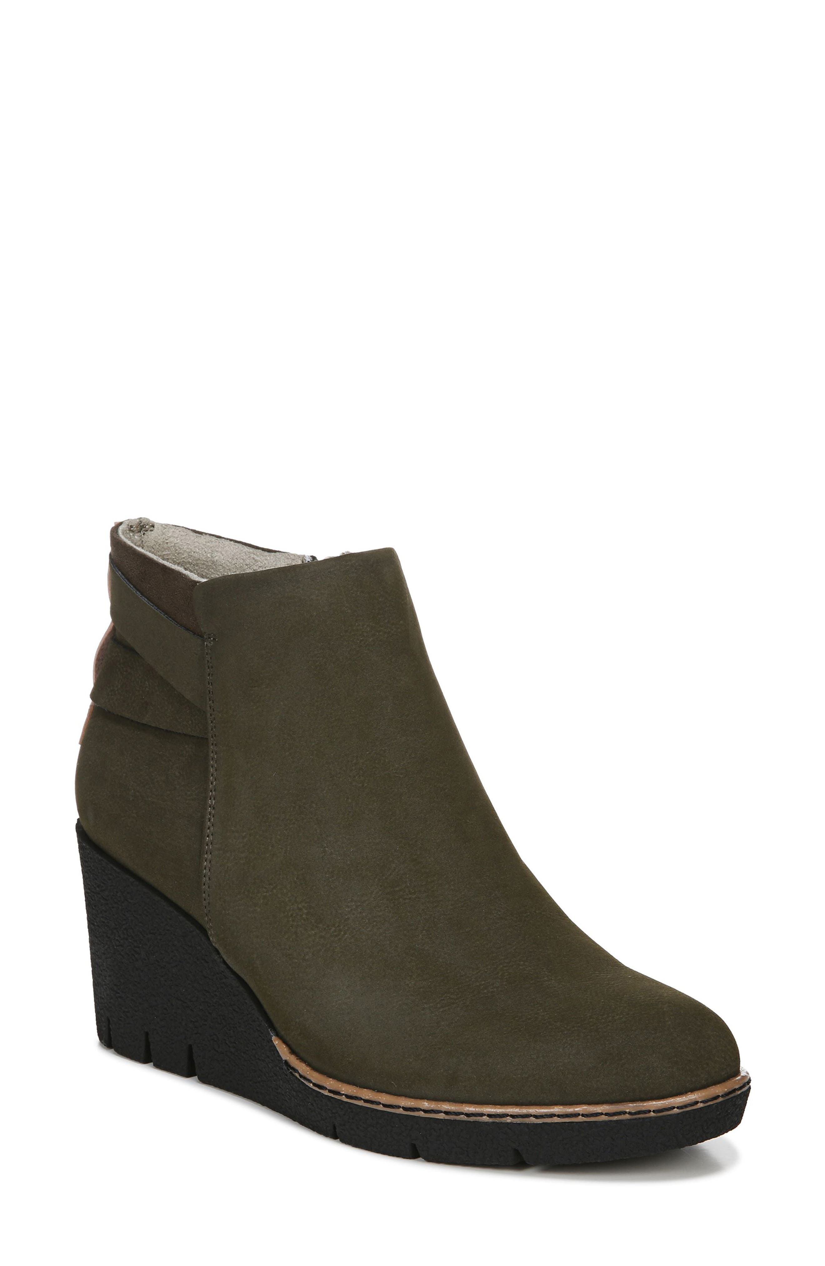 Libi Wedge Bootie, Main, color, OLIVE FAUX LEATHER