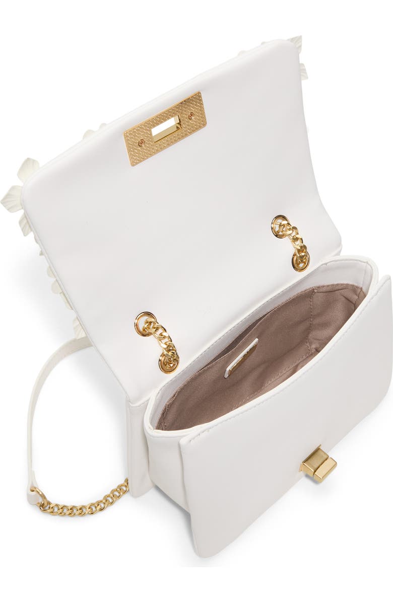 ALDO Florellaa Floral Appliqué Faux Leather Crossbody Bag, Alternate, color, White