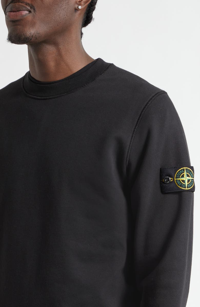 Stone Island Compass Patch Fleece Sweatshirt, Alternate, color, Black