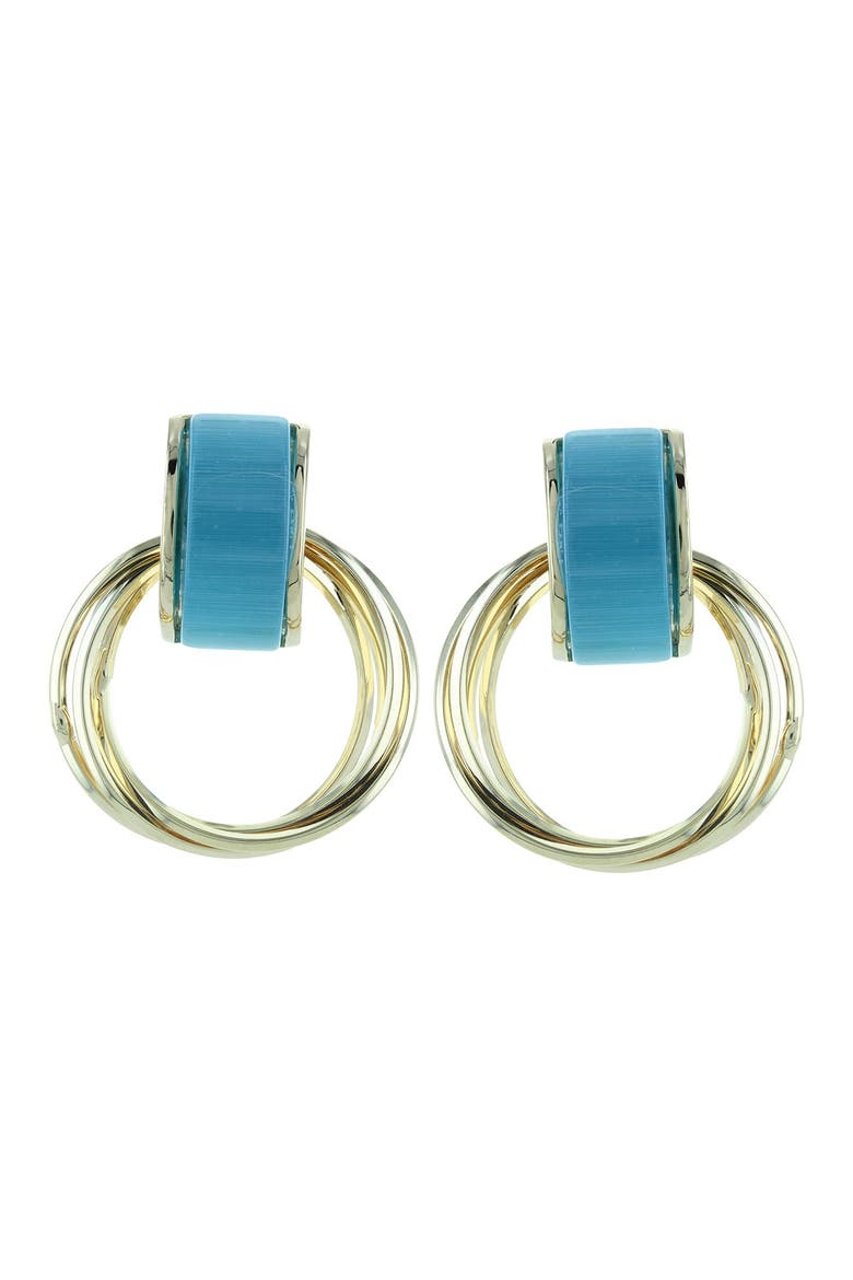 Gatto Cat's Eye Hoop Earrings, Main, color, GOLD / BLUE
