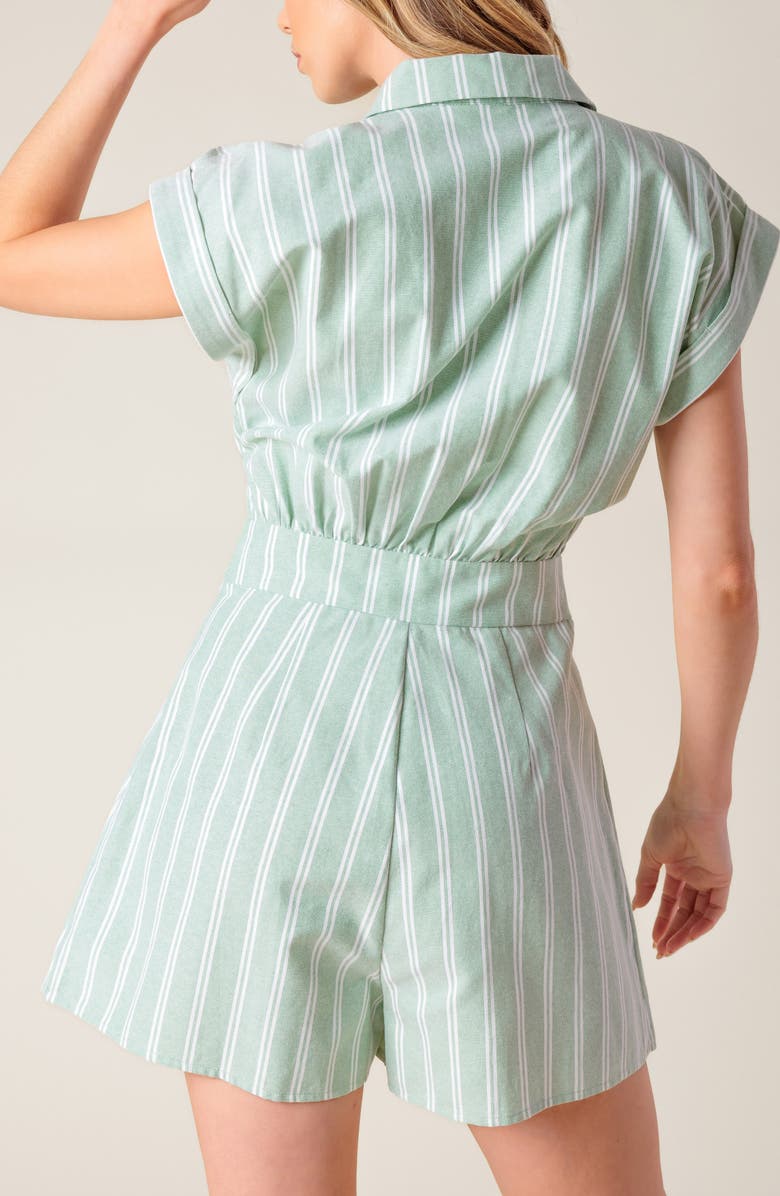 FLYING TOMATO Striped Collared Romper, Alternate, color, Sage