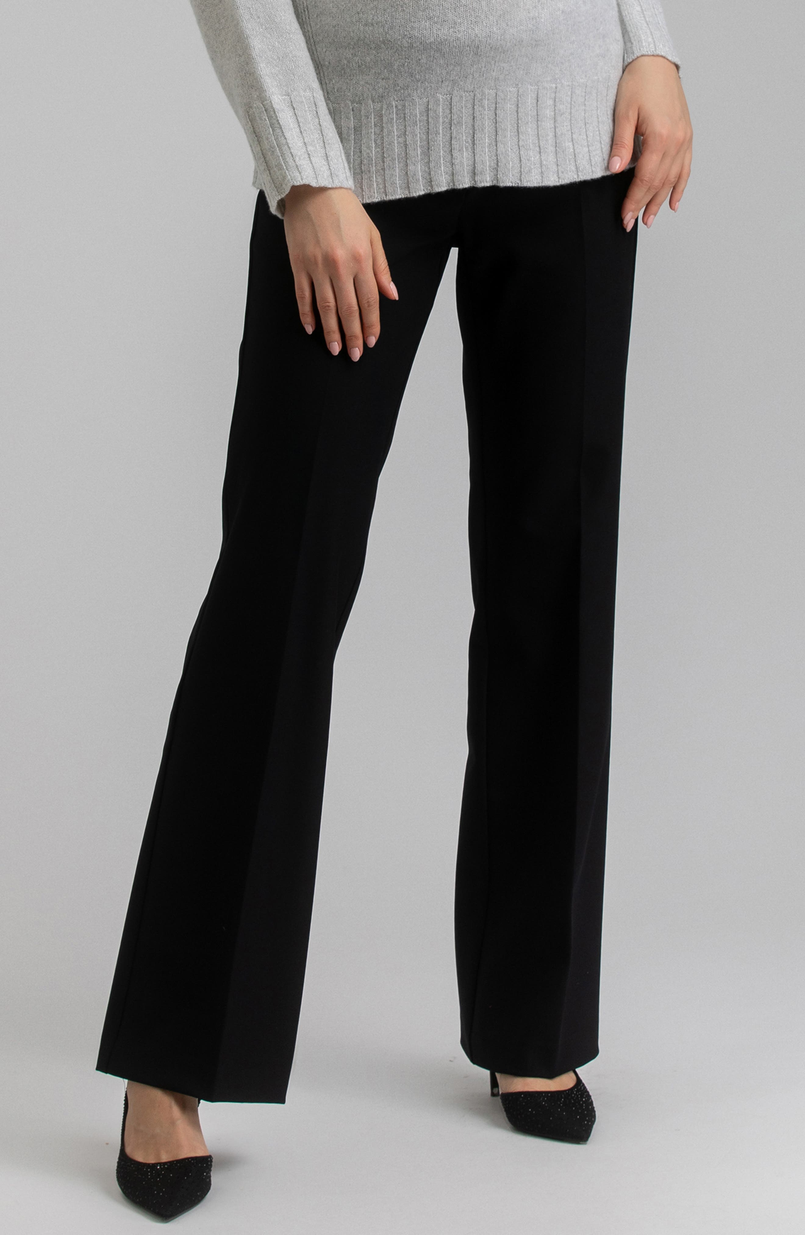 PIETRO BRUNELLI Over the Bump Flare Maternity Pants in Black 
