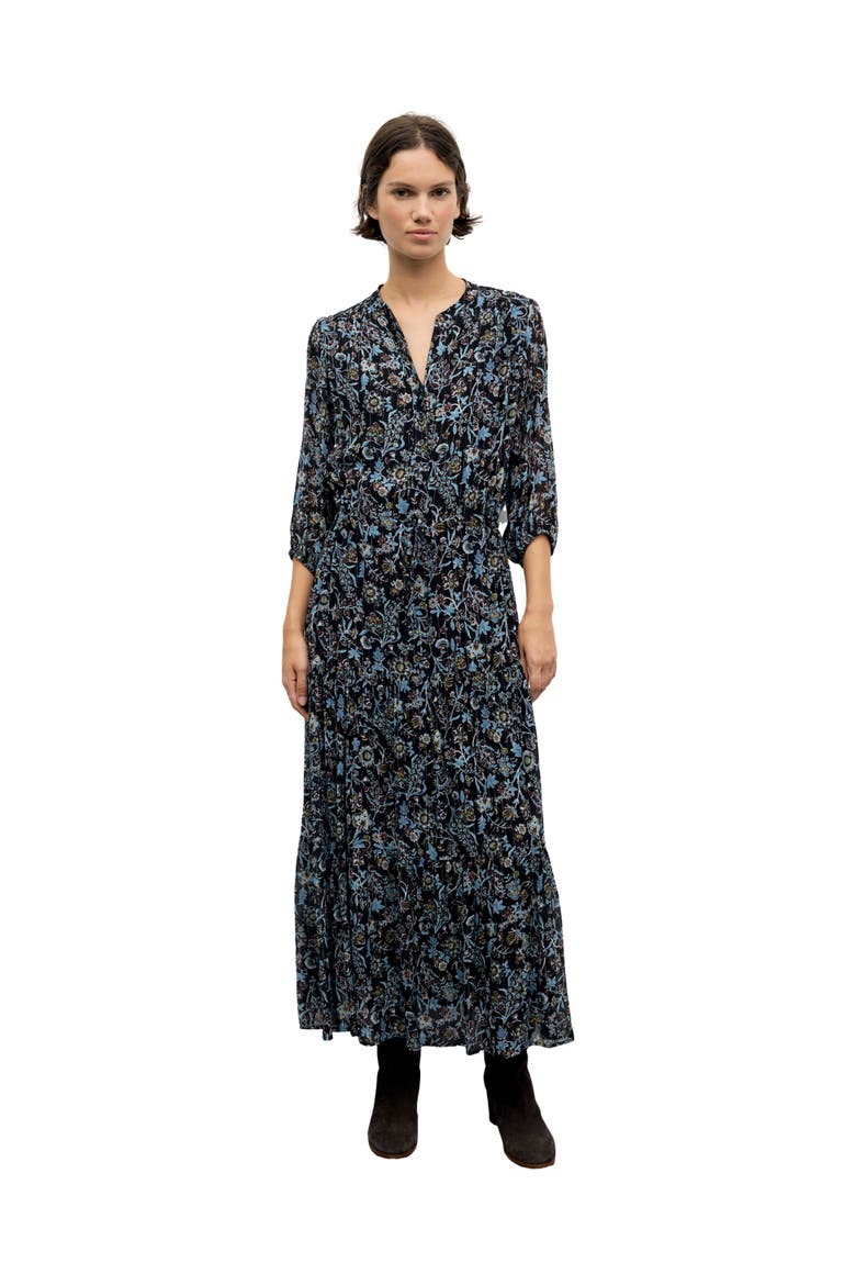 Corie Floral V-Neck Maxi Dress, Alternate, color, Black
