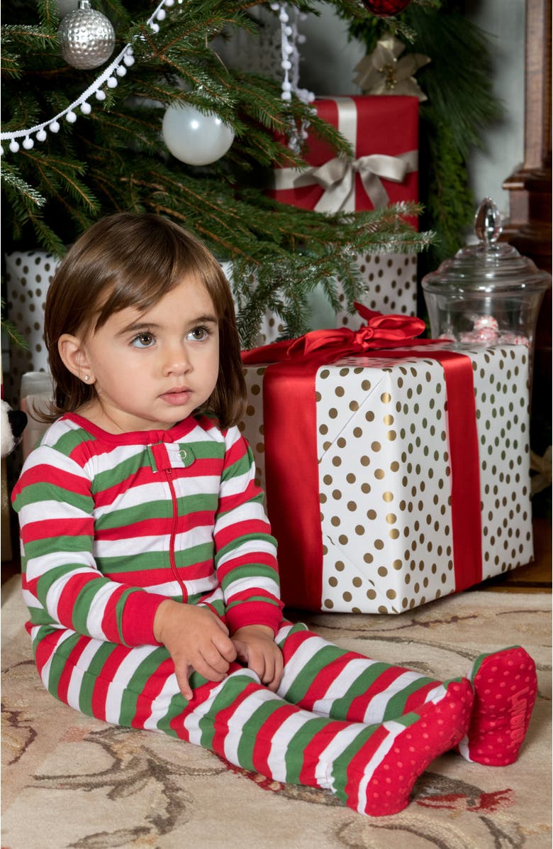 Leveret Footed Striped Cotton Matching Family Holiday Pajamas, Alternate, color, Red White & Green