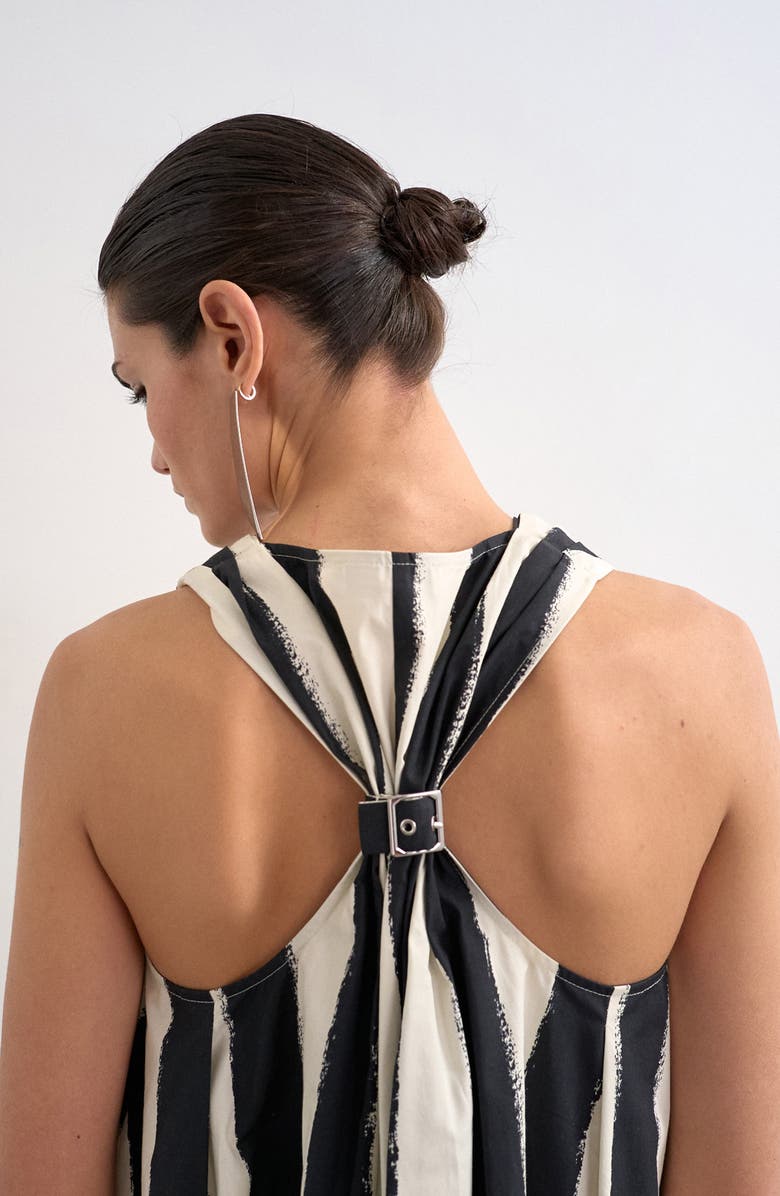 Topshop Stripe Halter Neck Trapeze Minidress, Alternate, color, Black