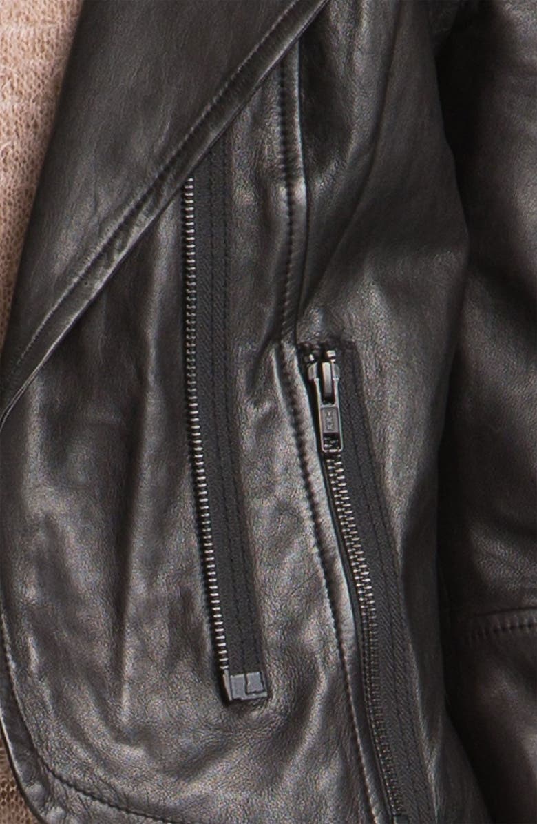 Trouvé Quilted Panel Leather Moto Jacket, Alternate, color, 