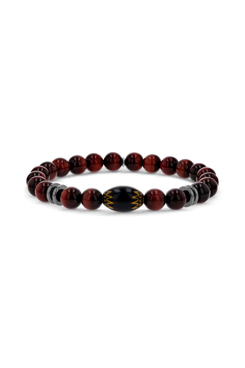 Mr Lowe Red Tigers Eye Bead Bracelet with Hematite Accents, Main, color, Red Tigers Eye / Silver