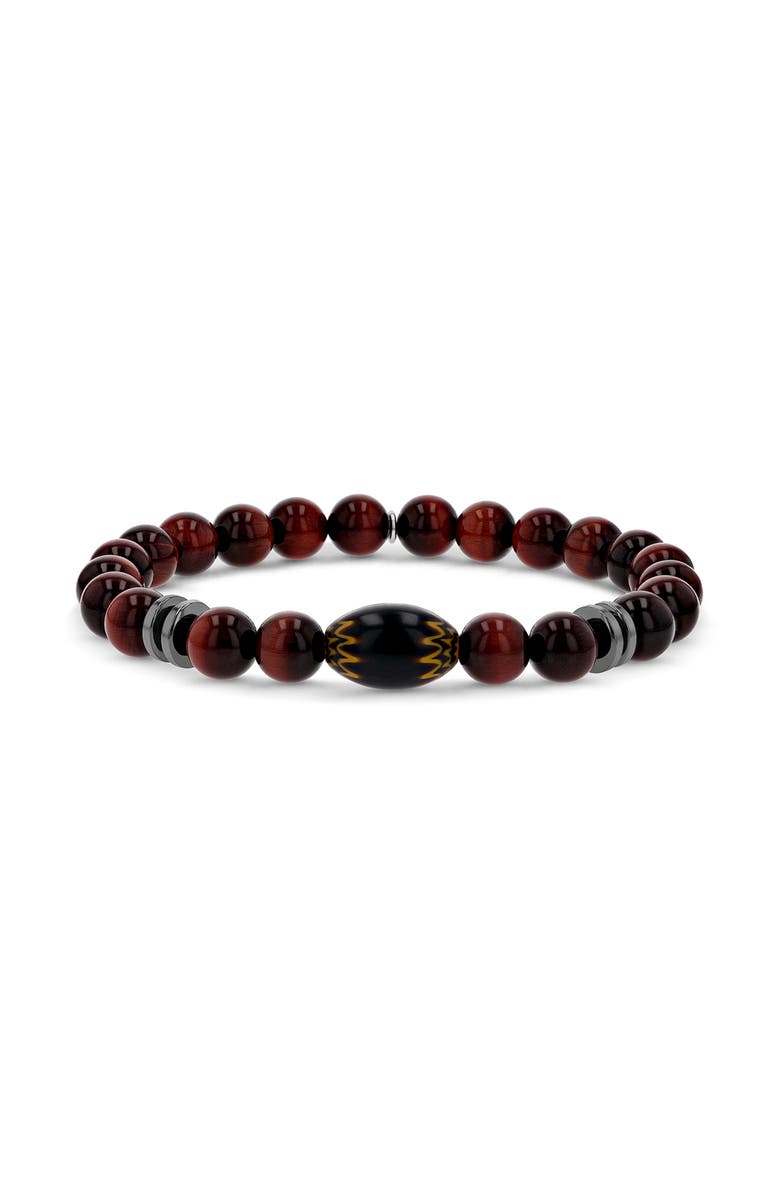 Mr Lowe by Sheryl Lowe Mr Lowe Red Tigers Eye Bead Bracelet with Hematite Accents, Main, color, Red Tigers Eye / Silver