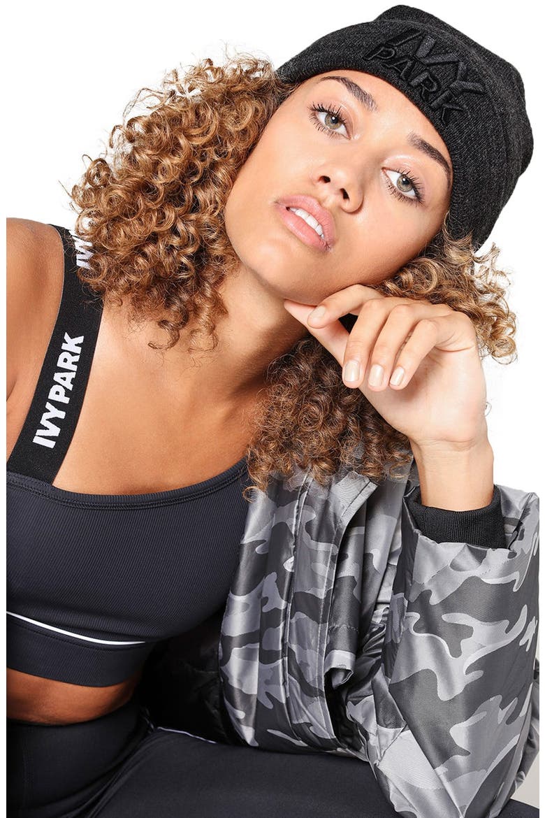 Logo Thermal Beanie, Alternate, color, DARK GREY MARL