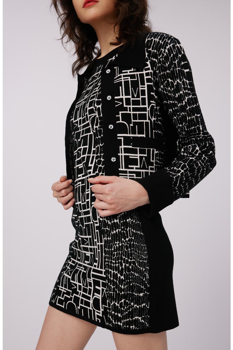 Riva Crop Cardigan, Alternate, color, DVF LOGO/LEOPARD BLK