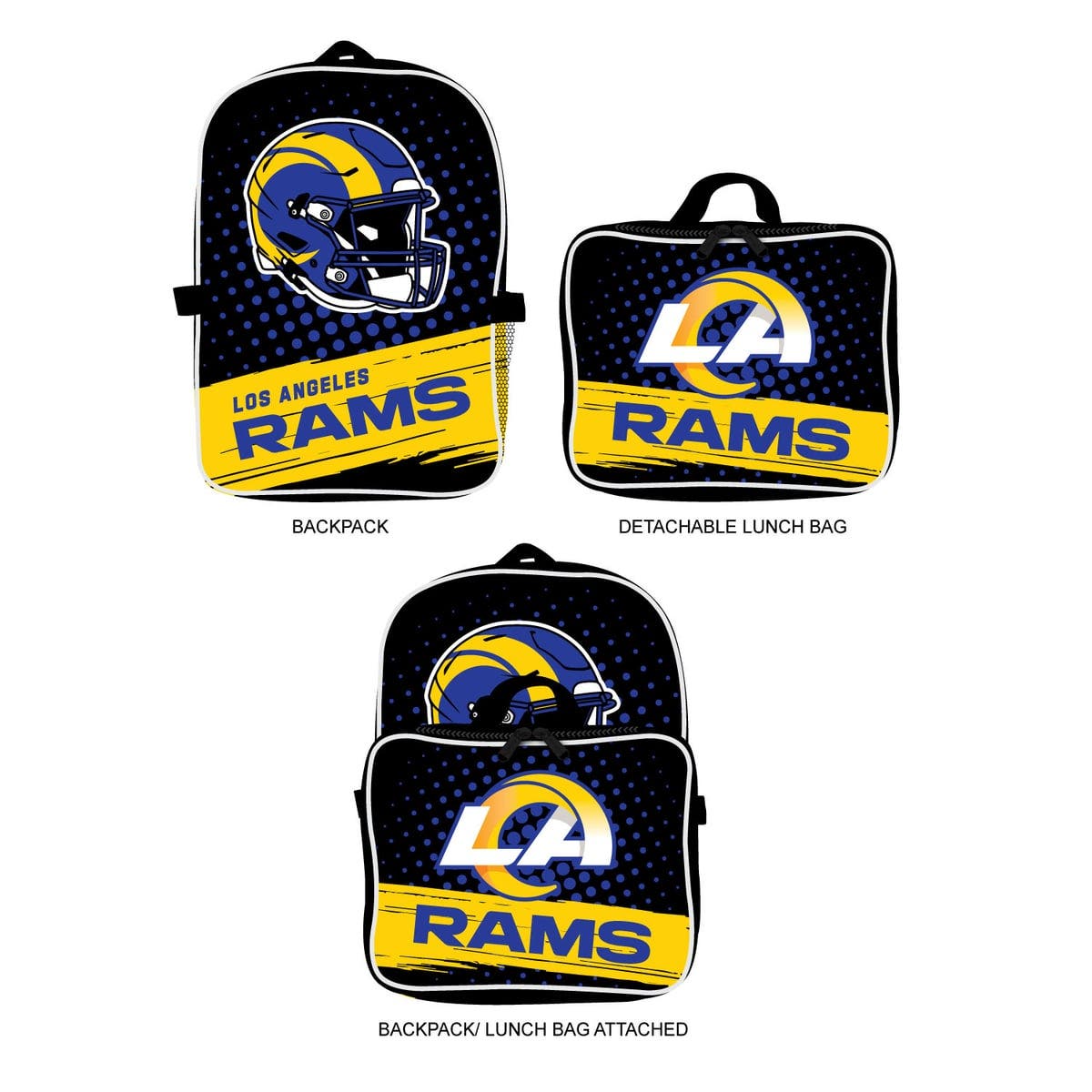 Los Angeles Rams Backpack & Lunch Box 2-Piece Set, Main, color, Black