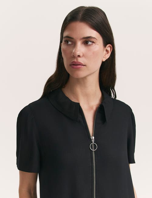 Finery London Orion Zip Front Midi Shirt Dress In Black