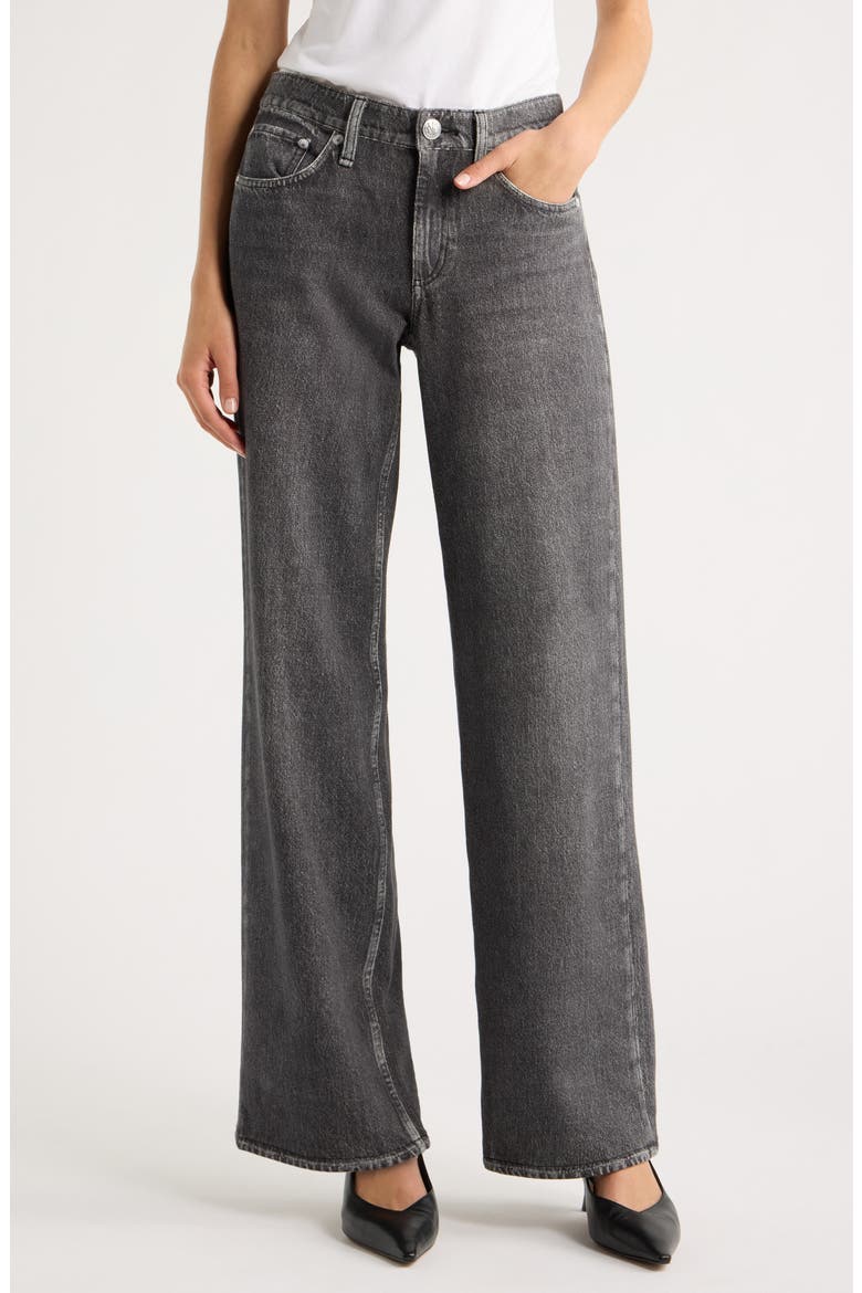 Cam Mid Rise Wide Leg Cotton Terry Sweatpant Jeans, Main, color, BARREN