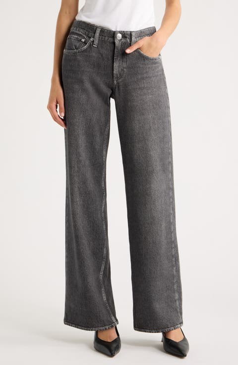 Cam Mid Rise Wide Leg Cotton Terry Sweatpant Jeans