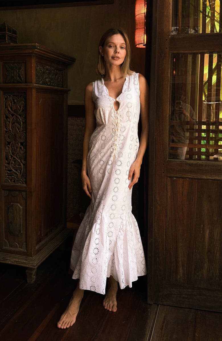 BRUNNA.CO Seruni Embroidered Mermaid Maxi Dress, Alternate, color, White