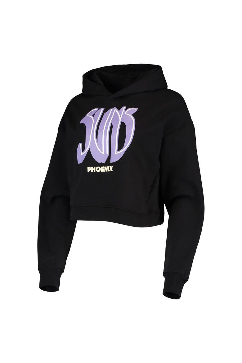 Women's Lusso Black Phoenix Suns Layla World Tour Cropped Pullover Hoodie, Alternate, color, Black