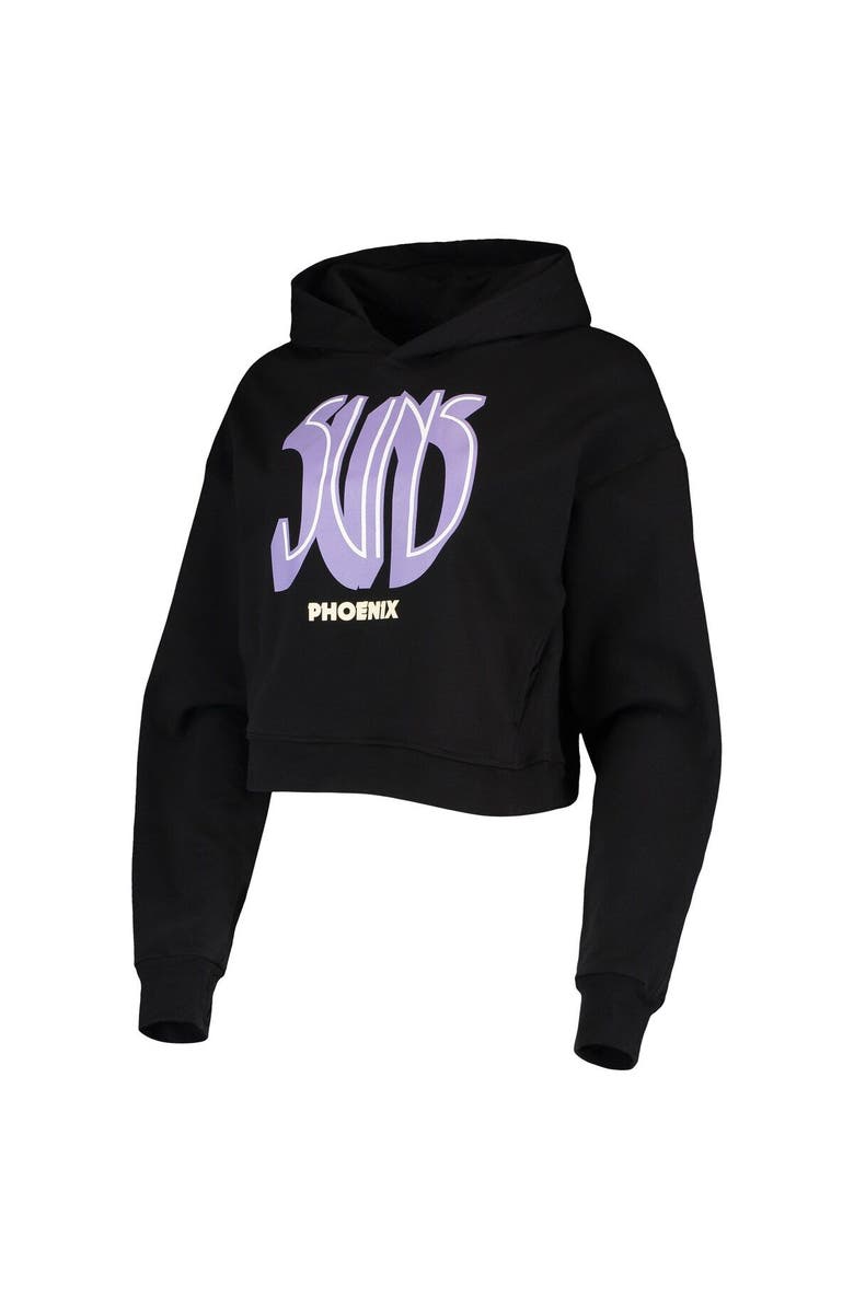 LUSSO Women's Lusso Black Phoenix Suns Layla World Tour Cropped Pullover Hoodie, Alternate, color, Black