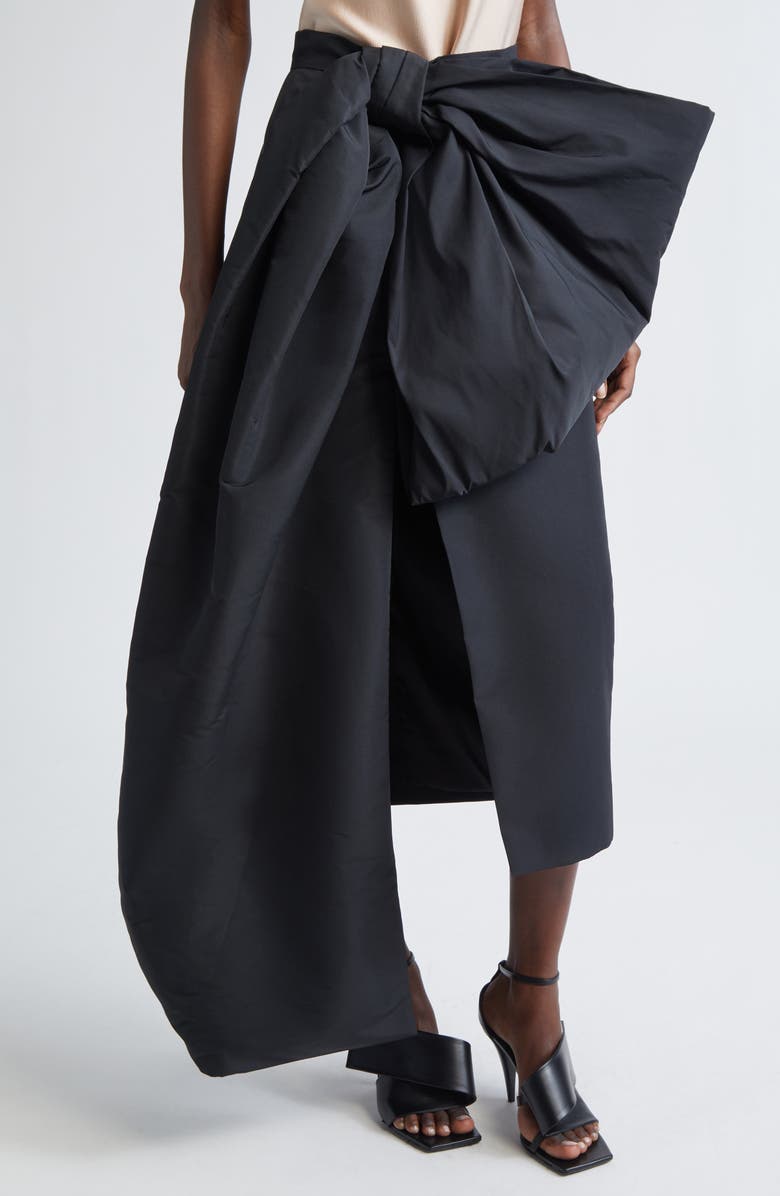 Givenchy Draped Bow Detail Faille Skirt, Alternate, color, Black