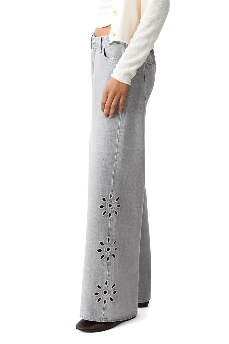 Floral Embroidered Straight Leg Jeans, Alternate, color, DENIM GREY