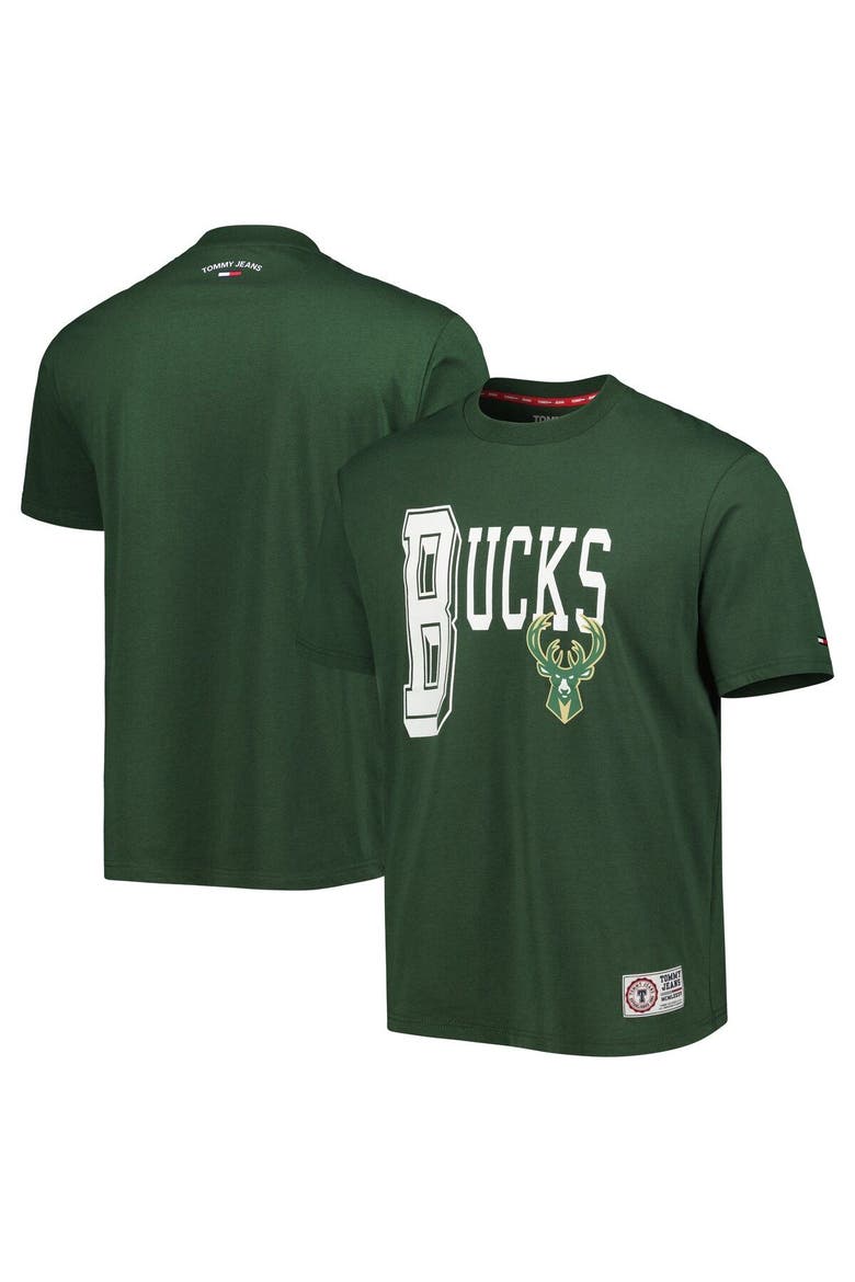 Men's Tommy Jeans Hunter Green Milwaukee Bucks Mel Varsity T-Shirt, Main, color, Hunter Green