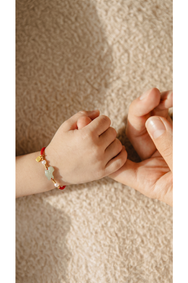 Kids Jade Peace Buckle Black Woven Bracelet/Anklet, Alternate, color, Red