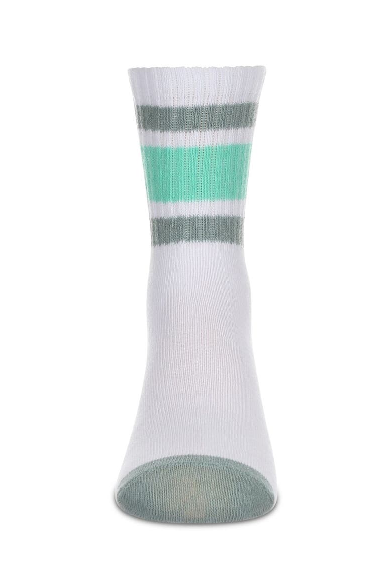 Neon Stripe Crew Sock, Alternate, color, White-Neon Green