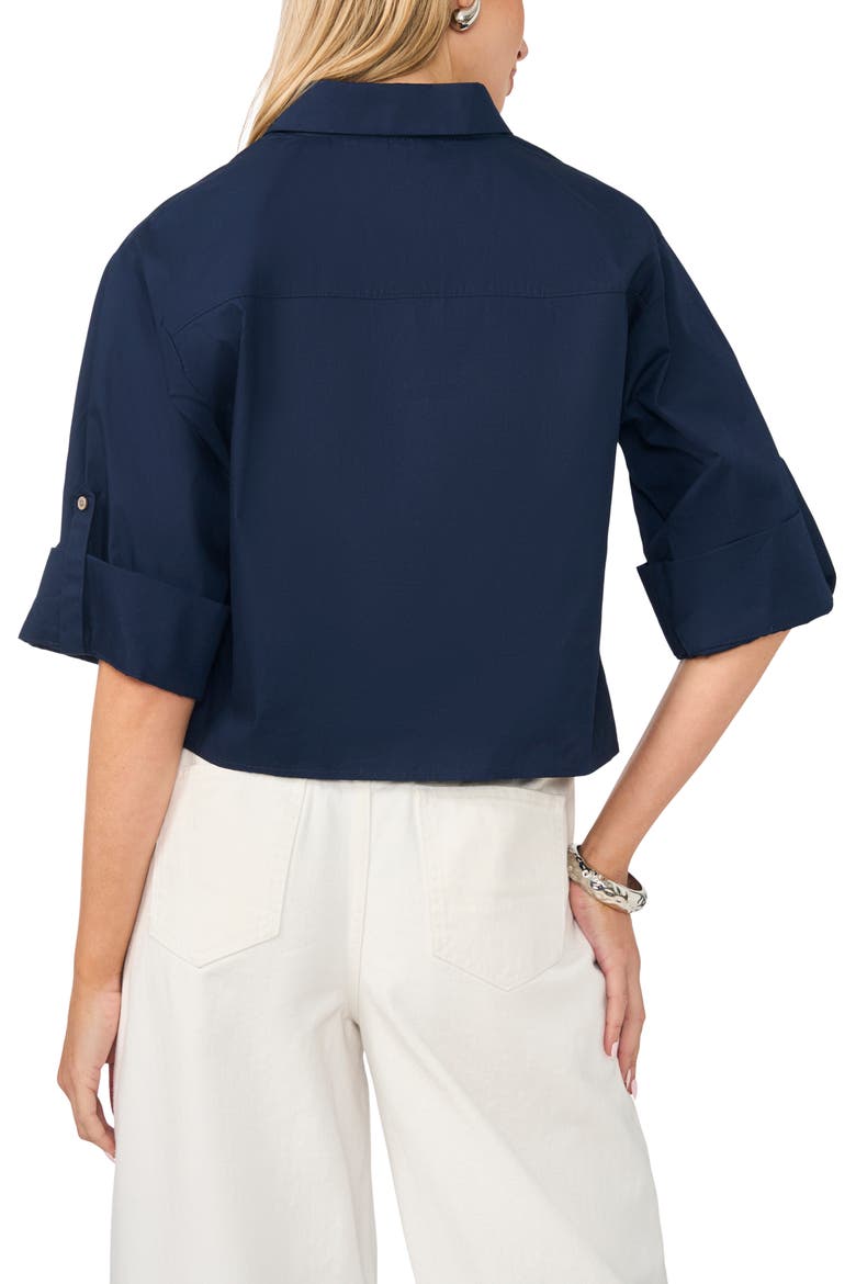 Boxy Cotton Poplin Button-Up Shirt, Alternate, color, CLASSIC NAVY