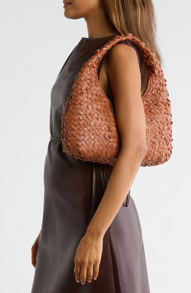 Sam Edelman Bianka Woven Leather Hobo Bag, Alternate, color, Cognac