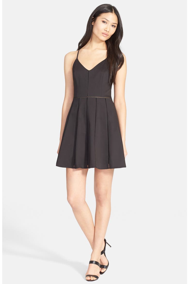 'Juliet' Fit & Flare Dress, Main, color, BLACK