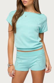 EDIKTED Noey Pointelle Knit Top