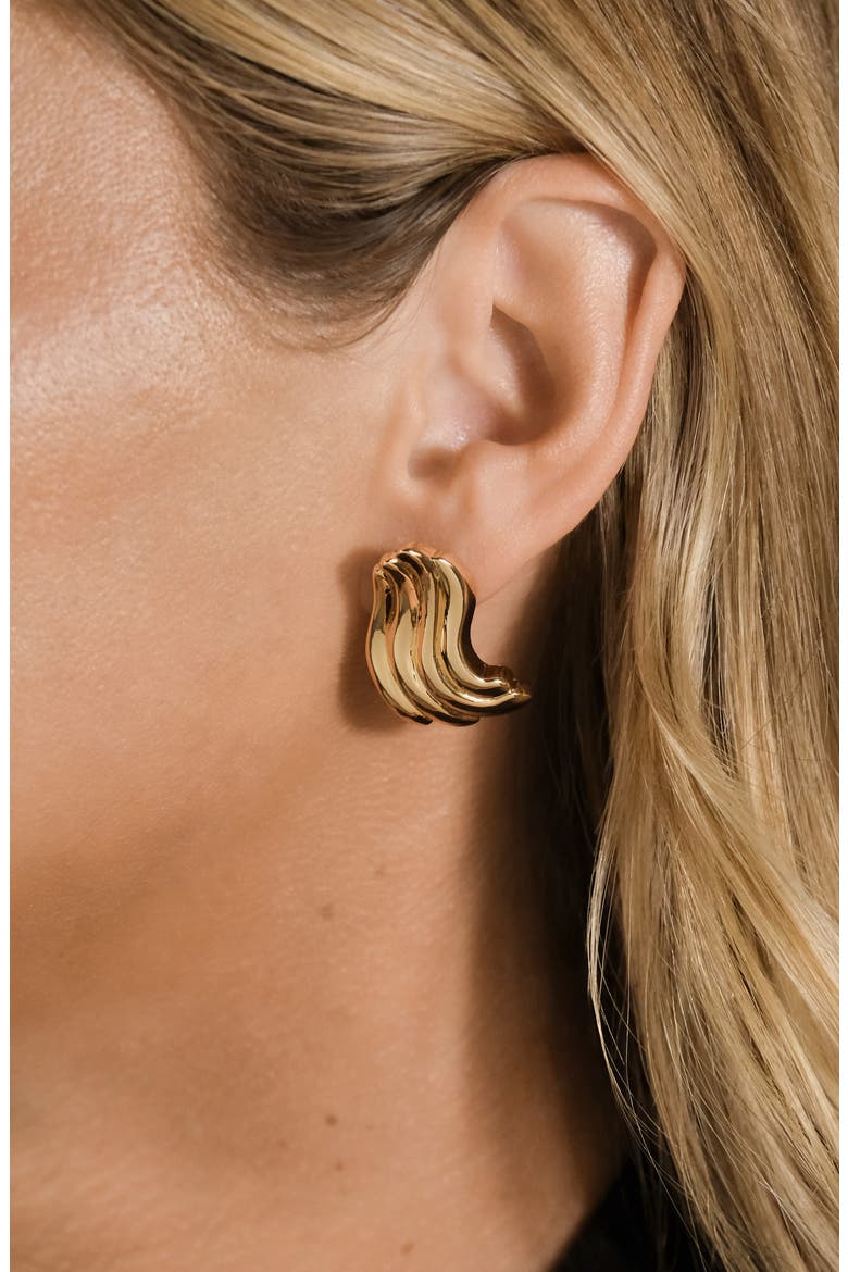 Sylvie Ripple Statement Stud Earrings, Alternate, color, GOLD
