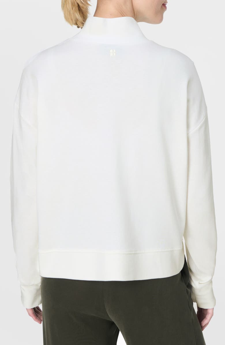 Sweaty Betty After Class Cotton Turtleneck Crop Sweatshirt, Alternate, color, Lily White