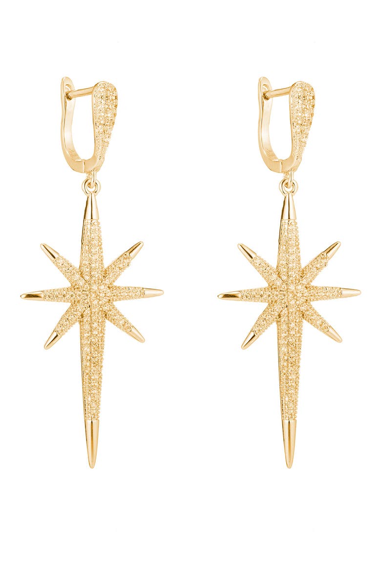 Luxe Collection CZ North Star Drop Earrings, Main, color, GOLD