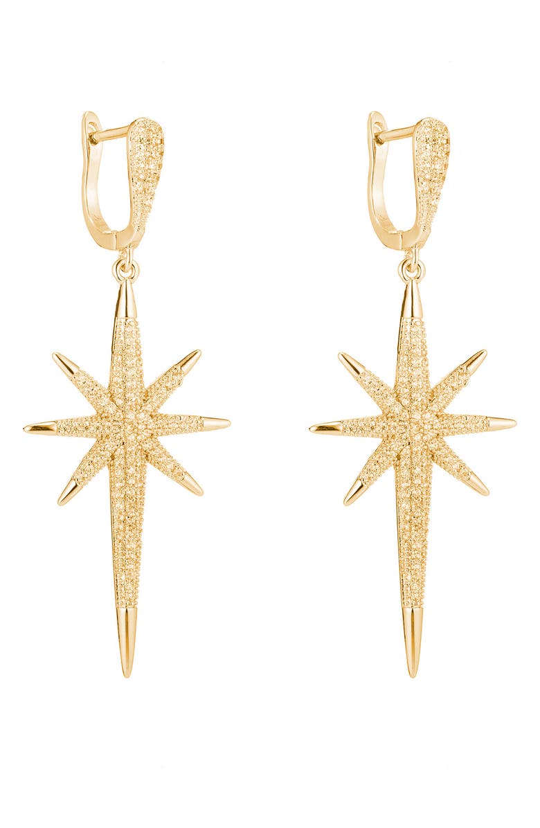 EYE CANDY LOS ANGELES Luxe Collection CZ North Star Drop Earrings, Main, color, 