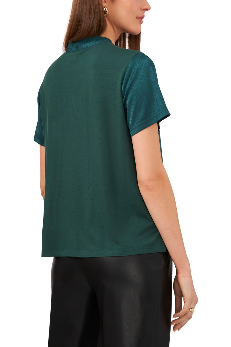Tie Detail Jacquard Blouse, Alternate, color, RICH SPRUCE