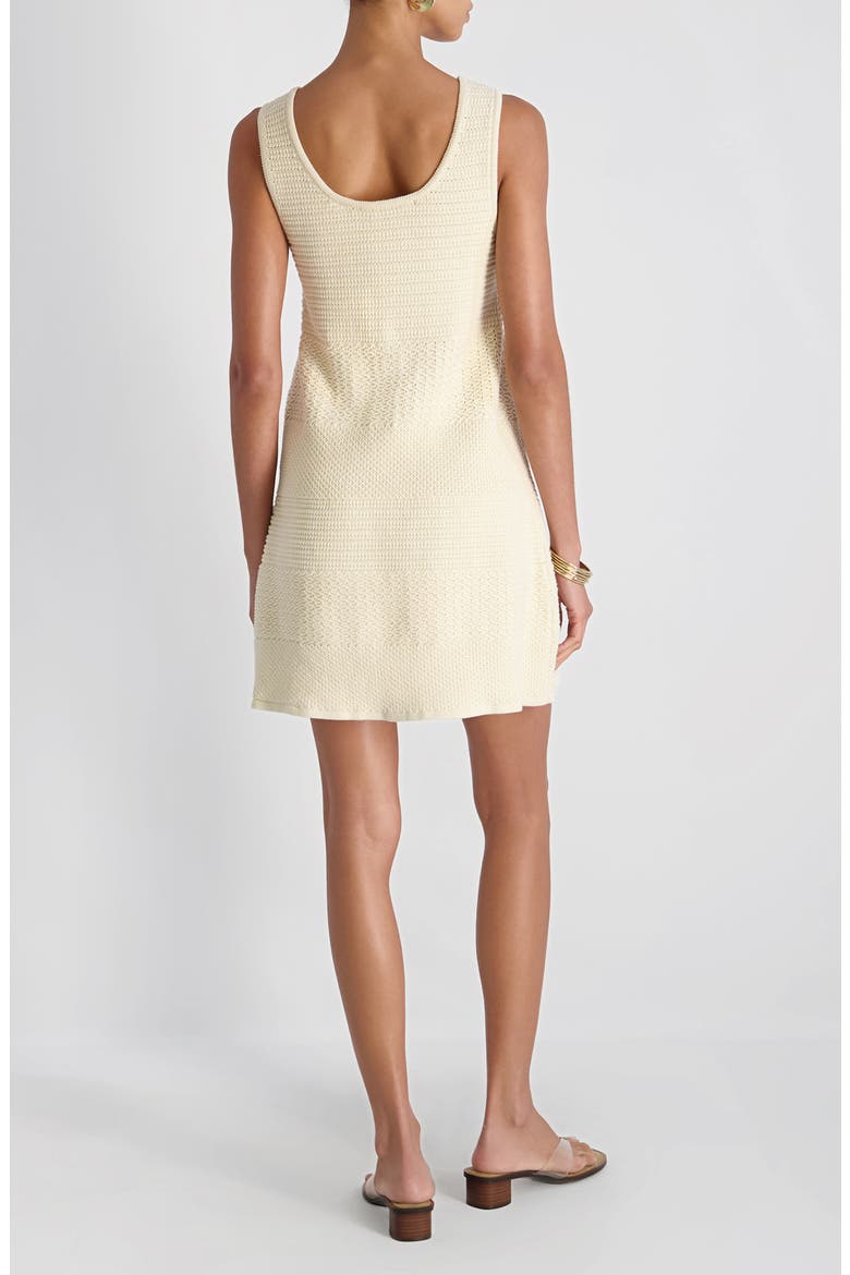 Mozart Mixed Stitch Sleeveless Minidress, Alternate, color, ECRU