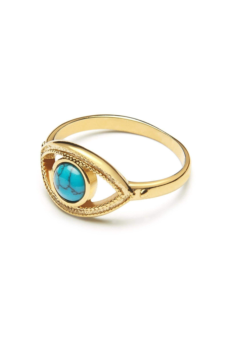 Skyfall Turquoise Evil Eye Ring, Main, color, Gold / Turquoise