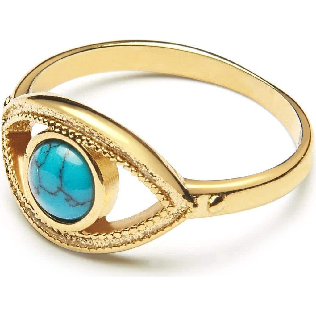 Nialaya Skyfall Turquoise Evil Eye Ring In Multi