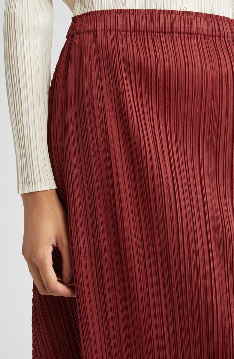 Pleats Please Issey Miyake Monthly Colors October Pleated Midi Skirt, Alternate, color, Brown Red