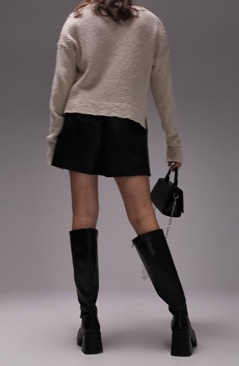 Topshop Faux Leather Drawstring Shorts, Alternate, color,