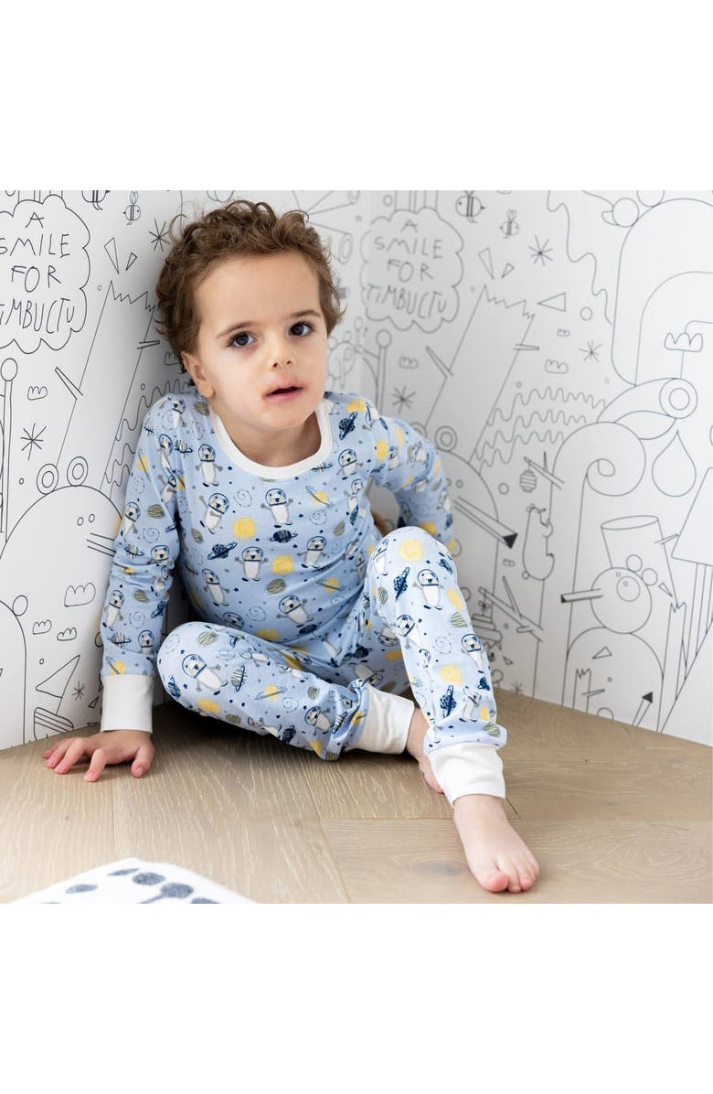 Norani Kids Organic Two-Piece Pajama Set, Alternate, color, Space Bears