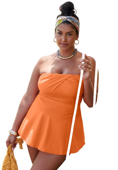 Ruched Skirted Bandeau Swimdress